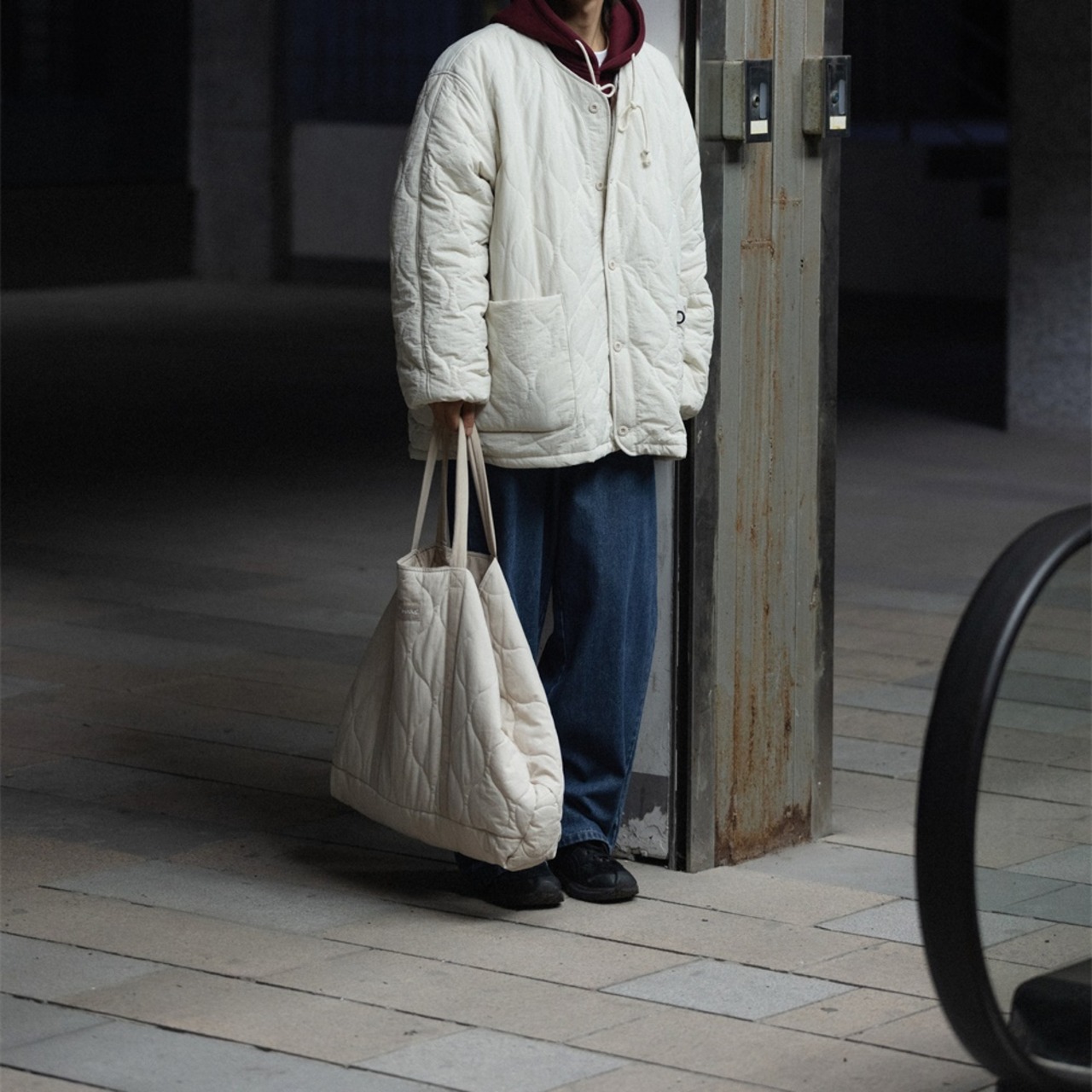 スーツカラーナイロンロングジャケット　986