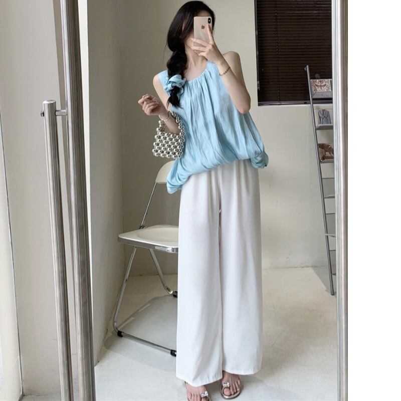 シフォンノースリーブトップス サマールーズ 大人ガーリー スウィート キュート カジュアル 夏物 YY-ファッション41195590076