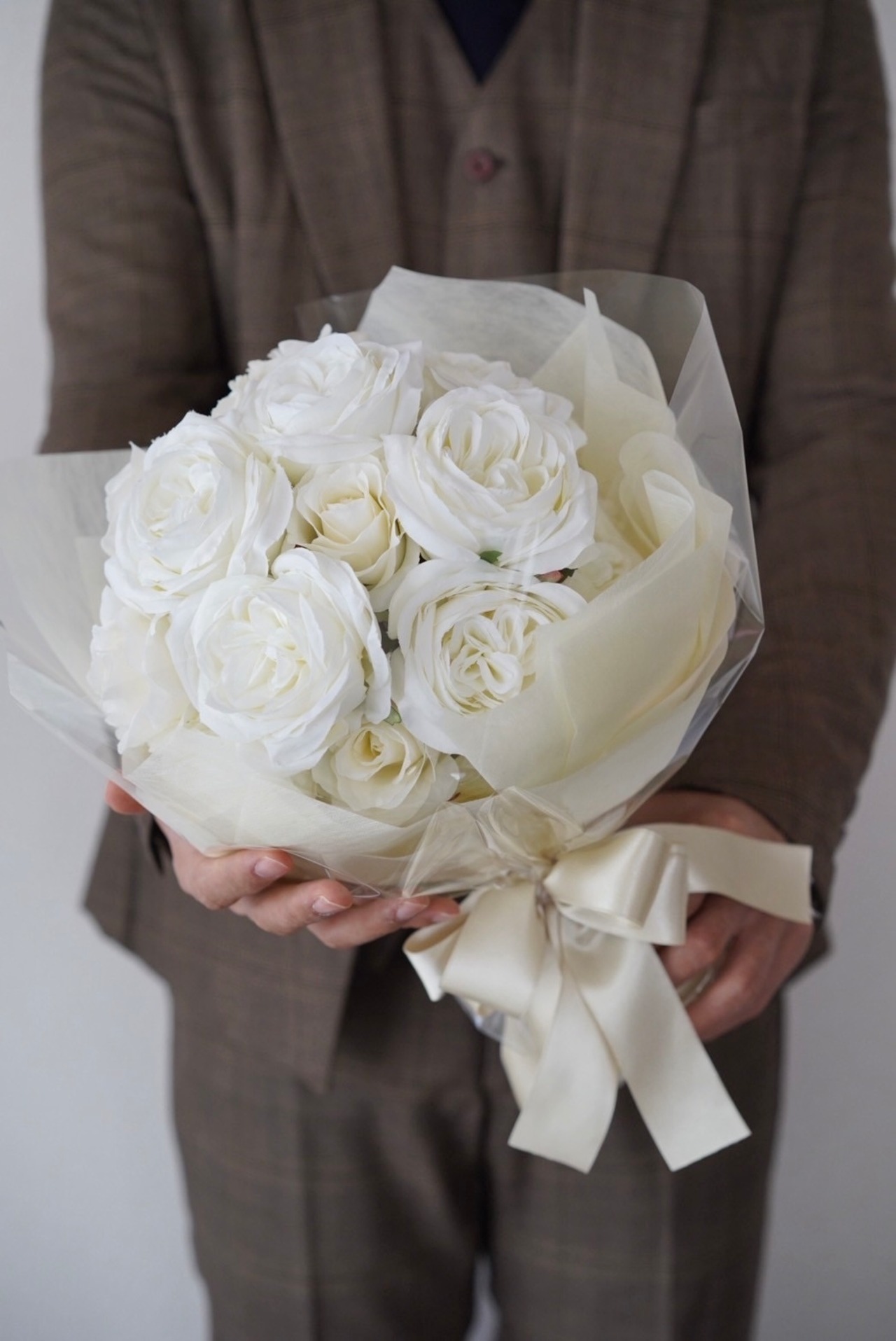 ずっと残せる！ 24本 ホワイト ローズ 花束 ラッピング包装有り ウェディング プロポーズ 誕生日 ギフト