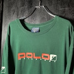 90s USA製 POLO SPORT RALPH LAUREN ロンT 緑 袖プリント ポロスポーツ