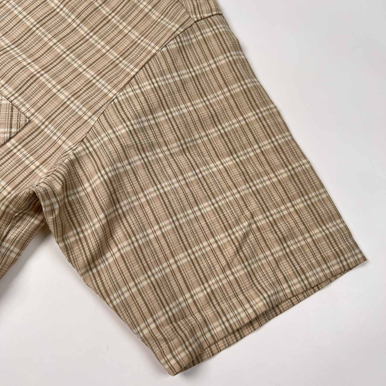 pierre cardin ピエールカルダン チェック柄 半袖シャツ サイズ L /メンズ/ベージュ系