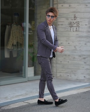 BELINDA STRIPE PANTS BLACK【BEL25-001B】