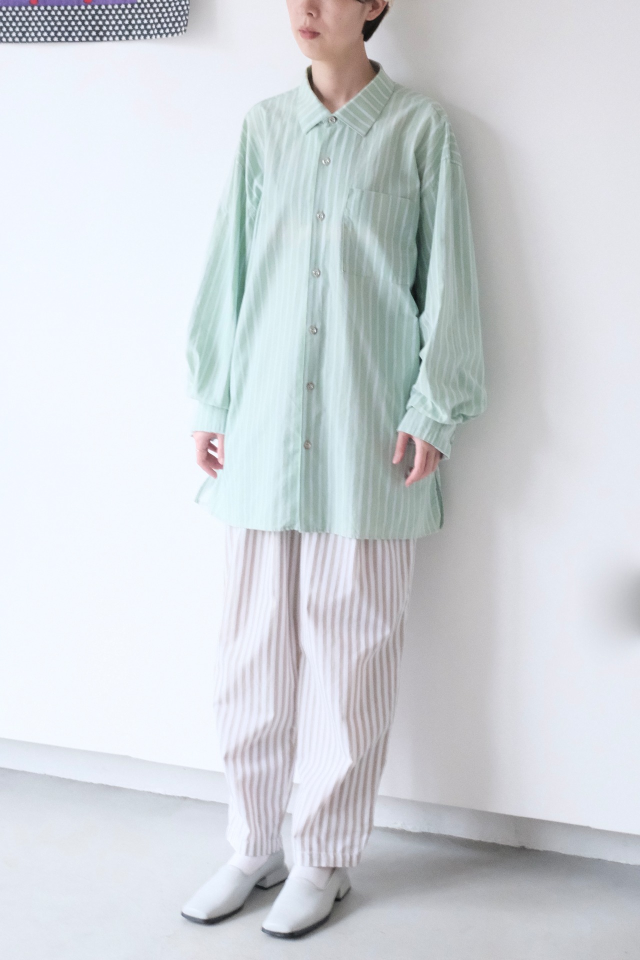 Striped Cotton High-Waist Trousers
