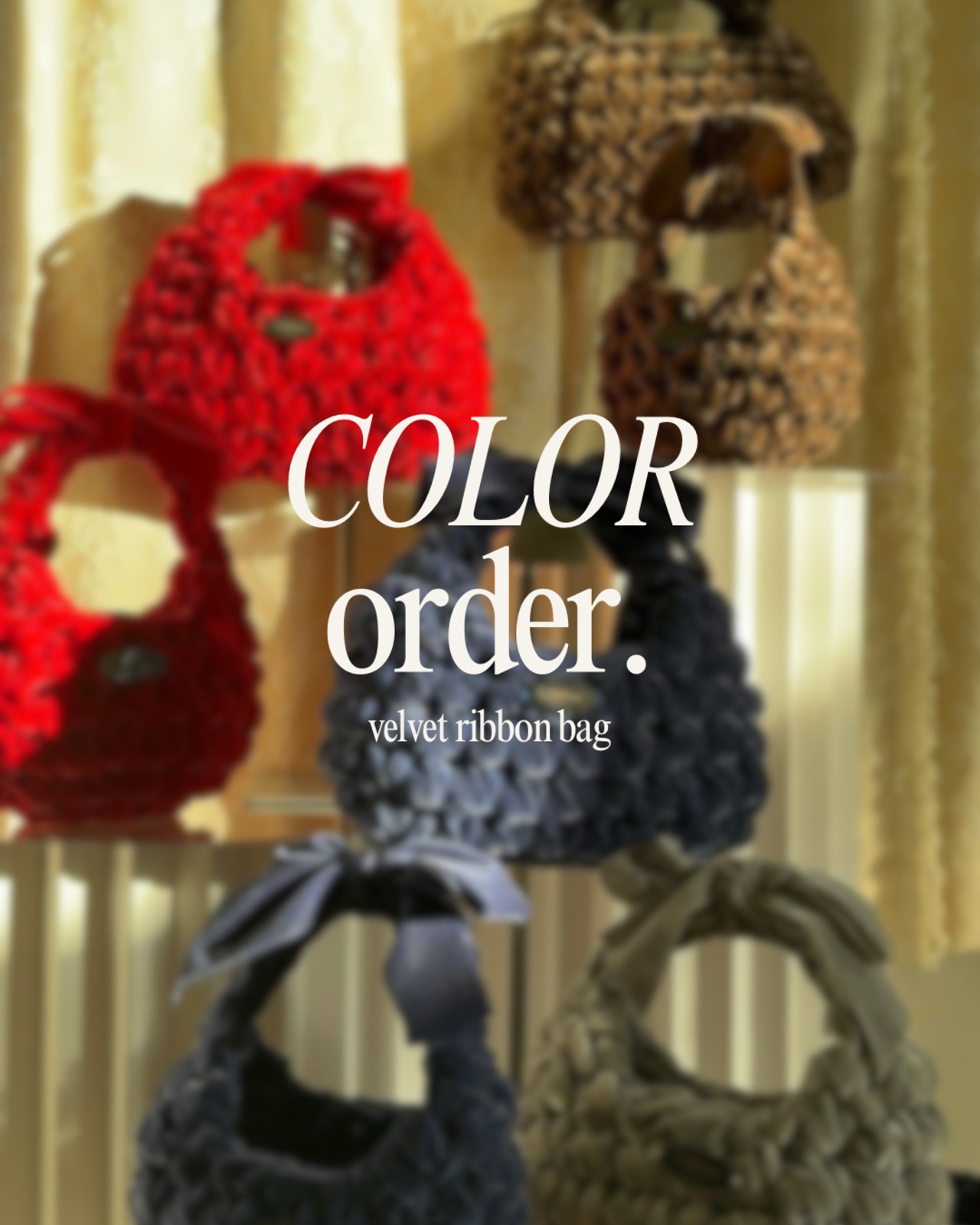 【color order】triangle velvet ribbon bag / small・medium・large