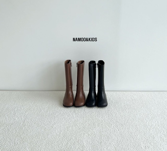 black 190［即納］N015-1 裏起毛なしwavy long boots / namoo