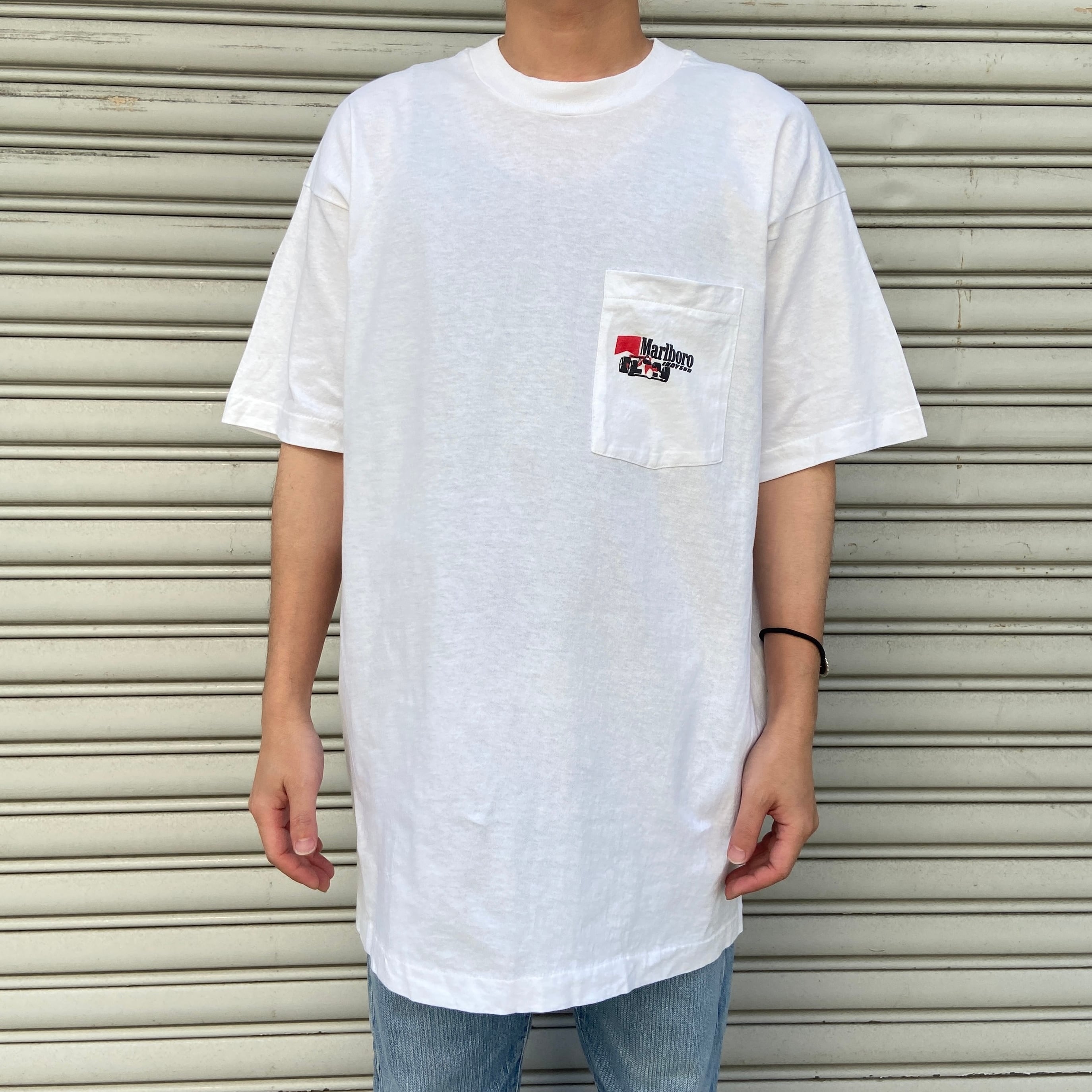 美品 90s USA製 マルボロ 両面プリントTシャツ タバコ銘柄 白 XL