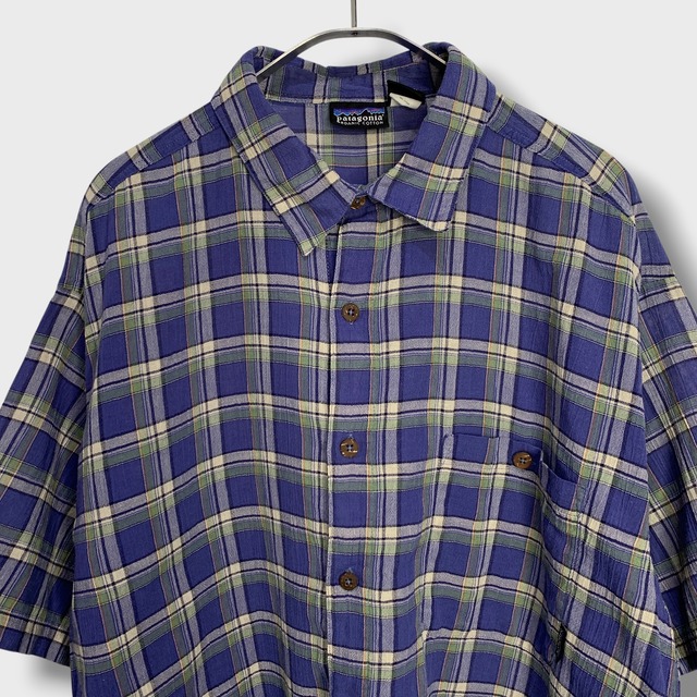 Patagonia ACヤーンダイシャツ 98年 ポルトガル製 L 青系