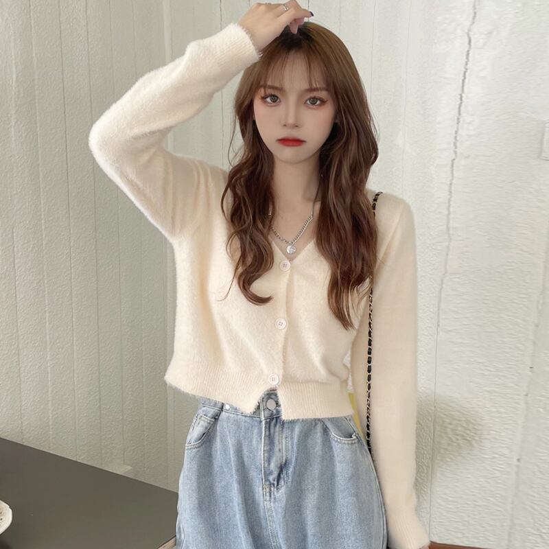 ショートベルベットセーター ジャケット オータムウィンターニットカーディガントップス 秋物 冬物 スーパーモール90347022185