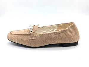 Pearl loafers / Beige fabric（311BGF)
