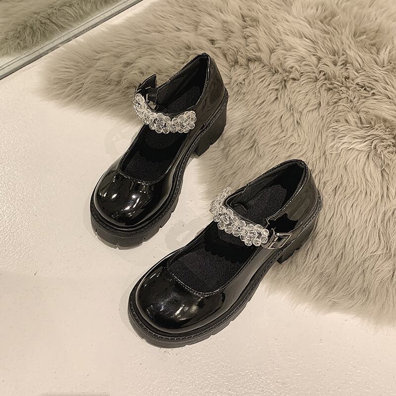 シングルスプリングセット レザースタンダード 靴 シューズ レトロ 春物 ラウンドトー フェイクシューズ27342174240