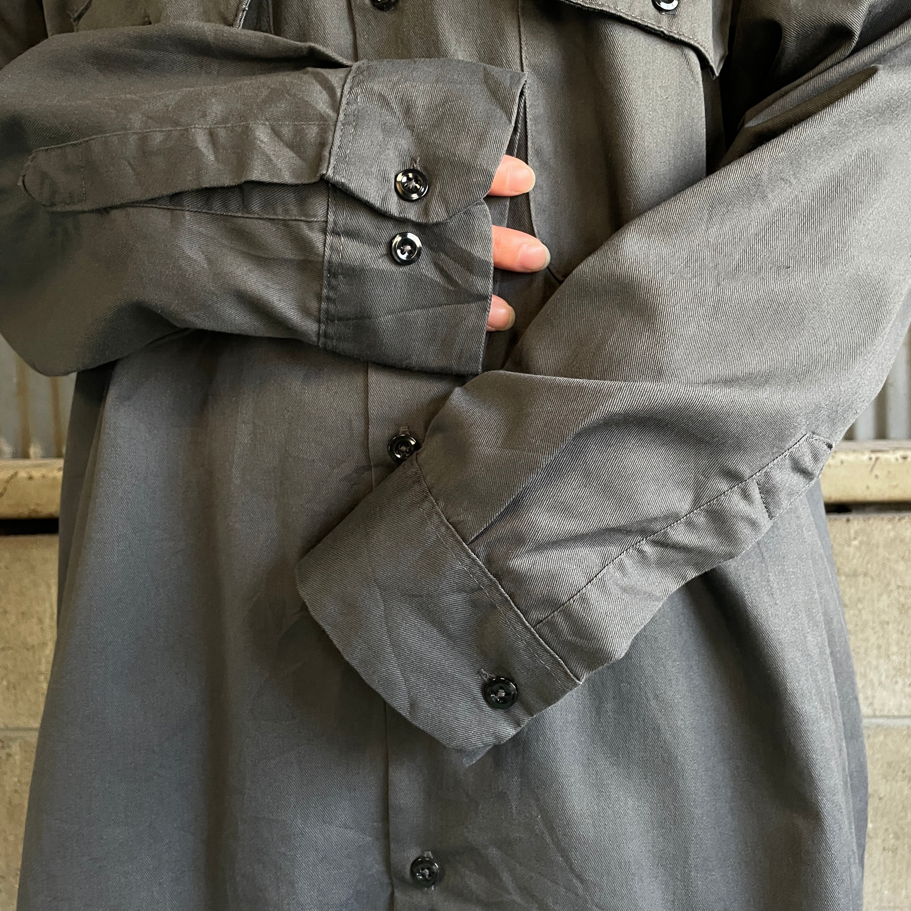 Dickies ディッキーズ 企業ワッペン 長袖 ワークシャツ メンズL 古着