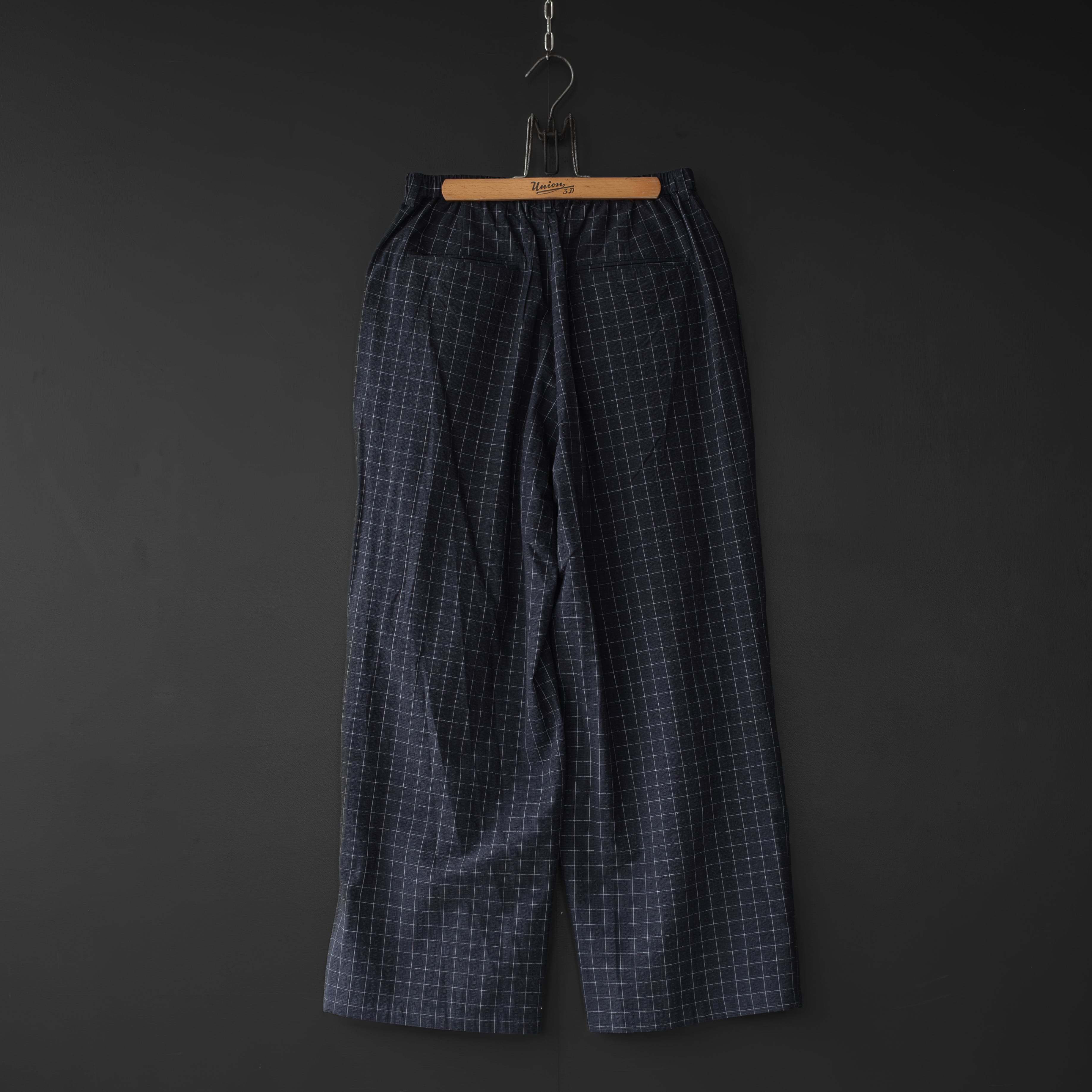 うみ様確認用 modem design】 check wide pants (navy) | dros dro