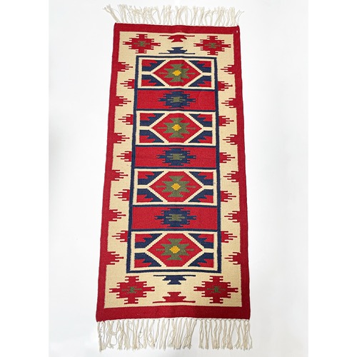 Vintage Handwoven Wool Kilim Rug From Hungary 60cm×157cm