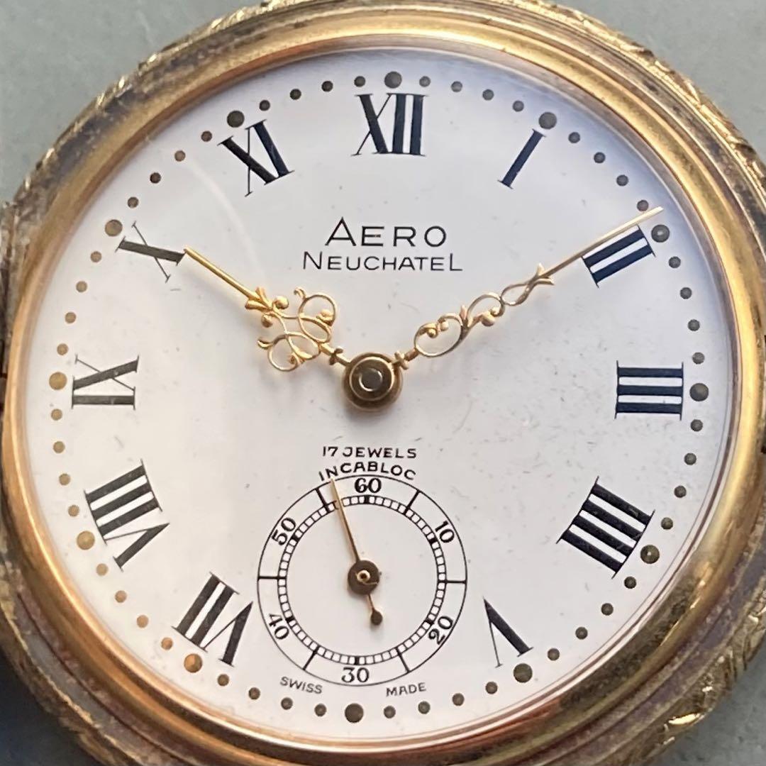【動作良好】エアロ AERO アンティーク 懐中時計 手巻き ハンターケース