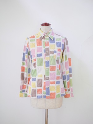 80s Patchwork Style Cotton Shirt