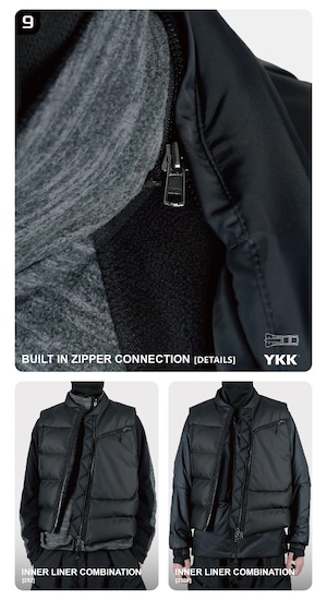 REINDEE LUSION 25AW プリマロフトゴールド ダイアゴナルジップ 防水キルトベスト