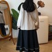 2色／フリルカラーくるみボタンブラウス ・12587