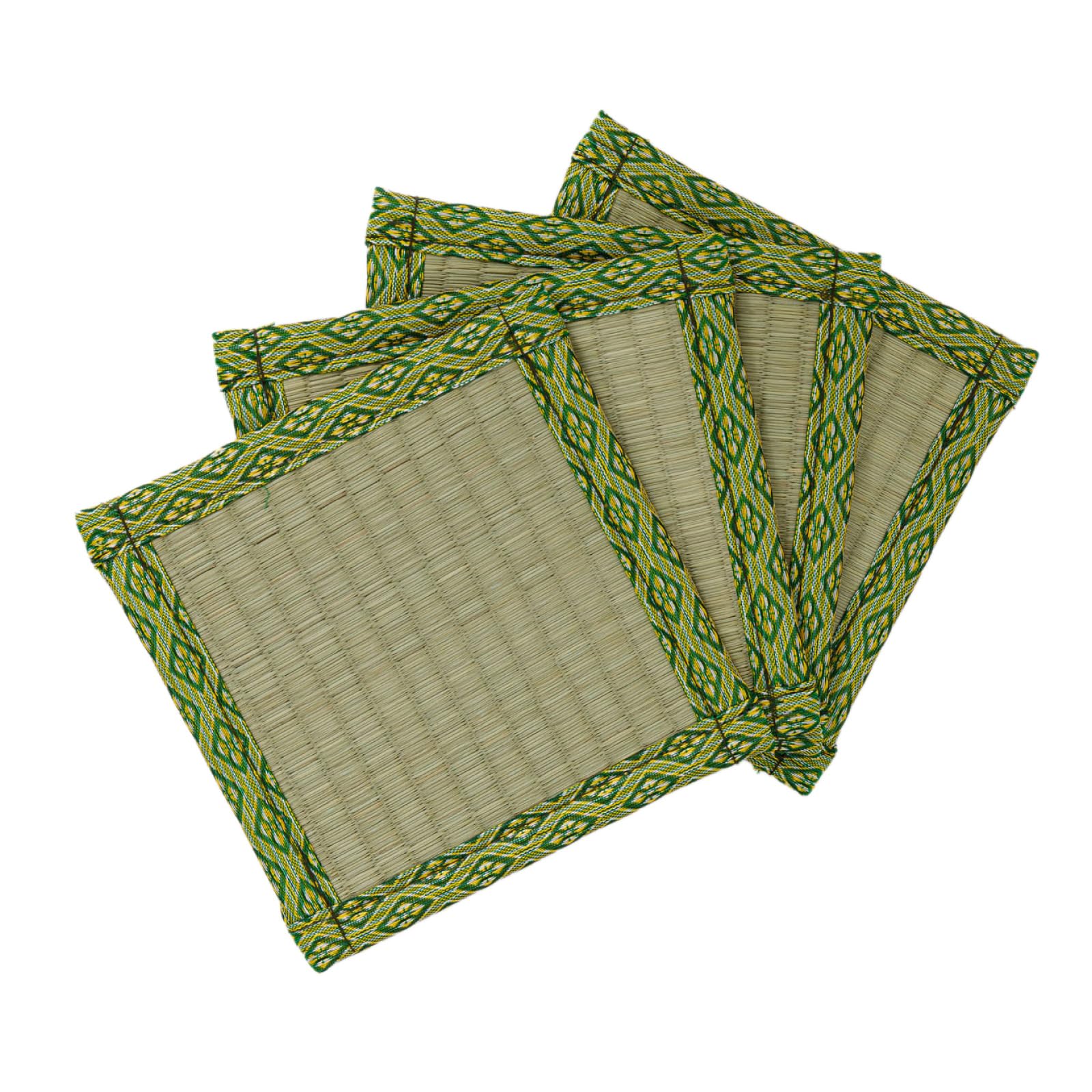 【特価処分】萩原 い草 座卓敷き グリーン 約16×16cm 4枚組 畳の凹み防止 キズ防止 正方形 四角型