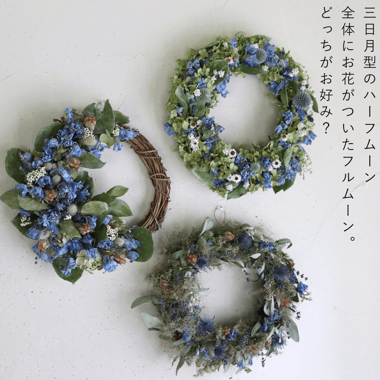 ◇ドライフラワーリース◇autumn blue◇ 