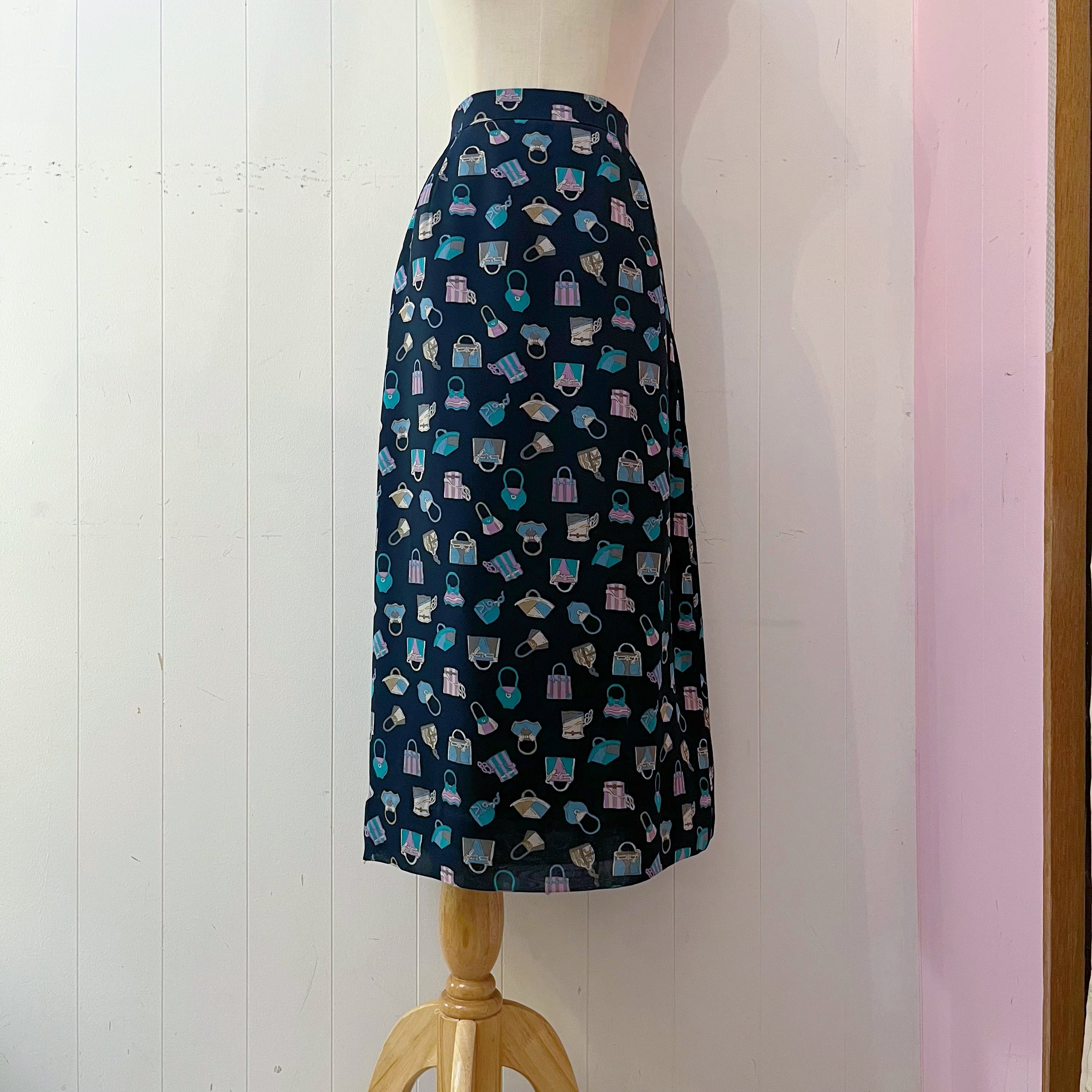navy retro hand bag sheer skirt