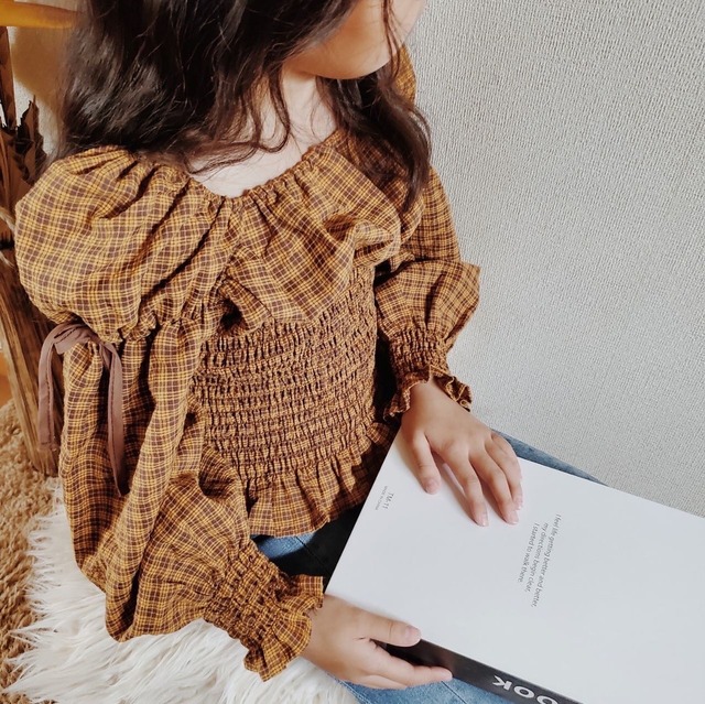 《即納》〜チェックフリルブラウス〜