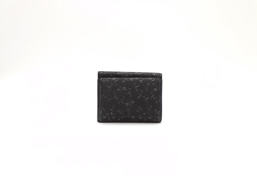 三つ折り財布　黒/黒　トンボ柄
