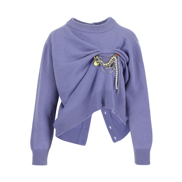 MERYLL ROGGE  DRAPED CARDIGAN W BROOCH  LILAC