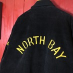 80s CANADA ApolloBrand コーデュロイスタジャン　太畝　黒×黄色　　刺繍　48