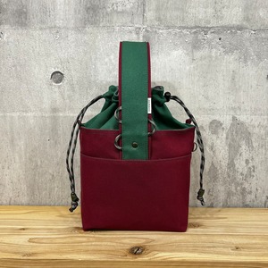 【紐なし】2025新作-＊ One Handle Para2WayBag ＊- <2WAY仕様> / ワイン×ミドルグリーン