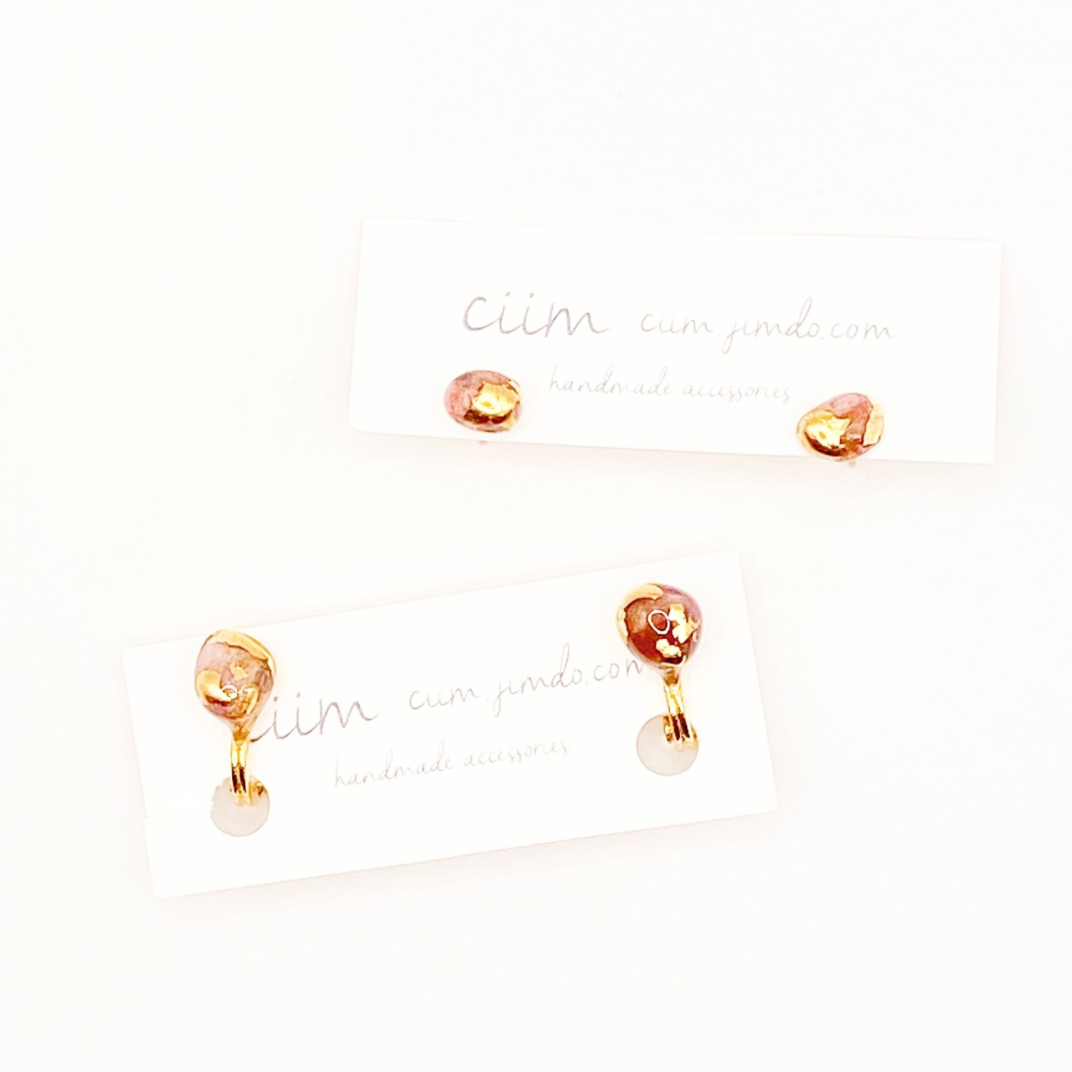 ciim petit pierce/earring 　(天然石レッドパープル)gold