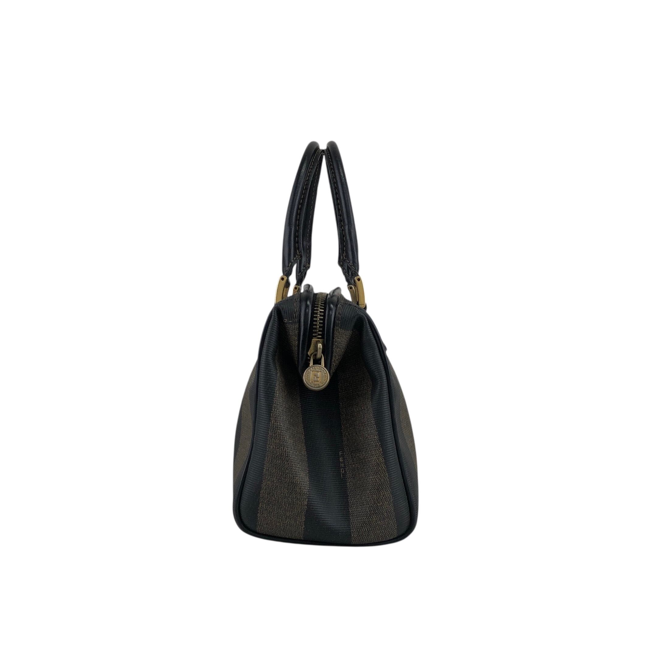FENDI フェンディ ペカン柄 ハンドバッグ ブラウン ブラック PVC