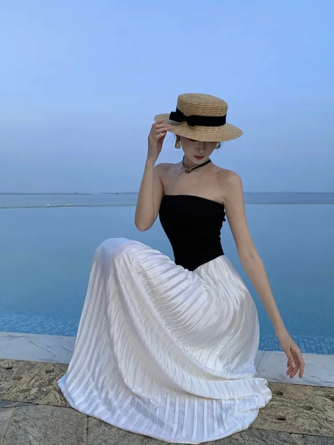 B&W Chiffon Bear Dress《 即日発送 》