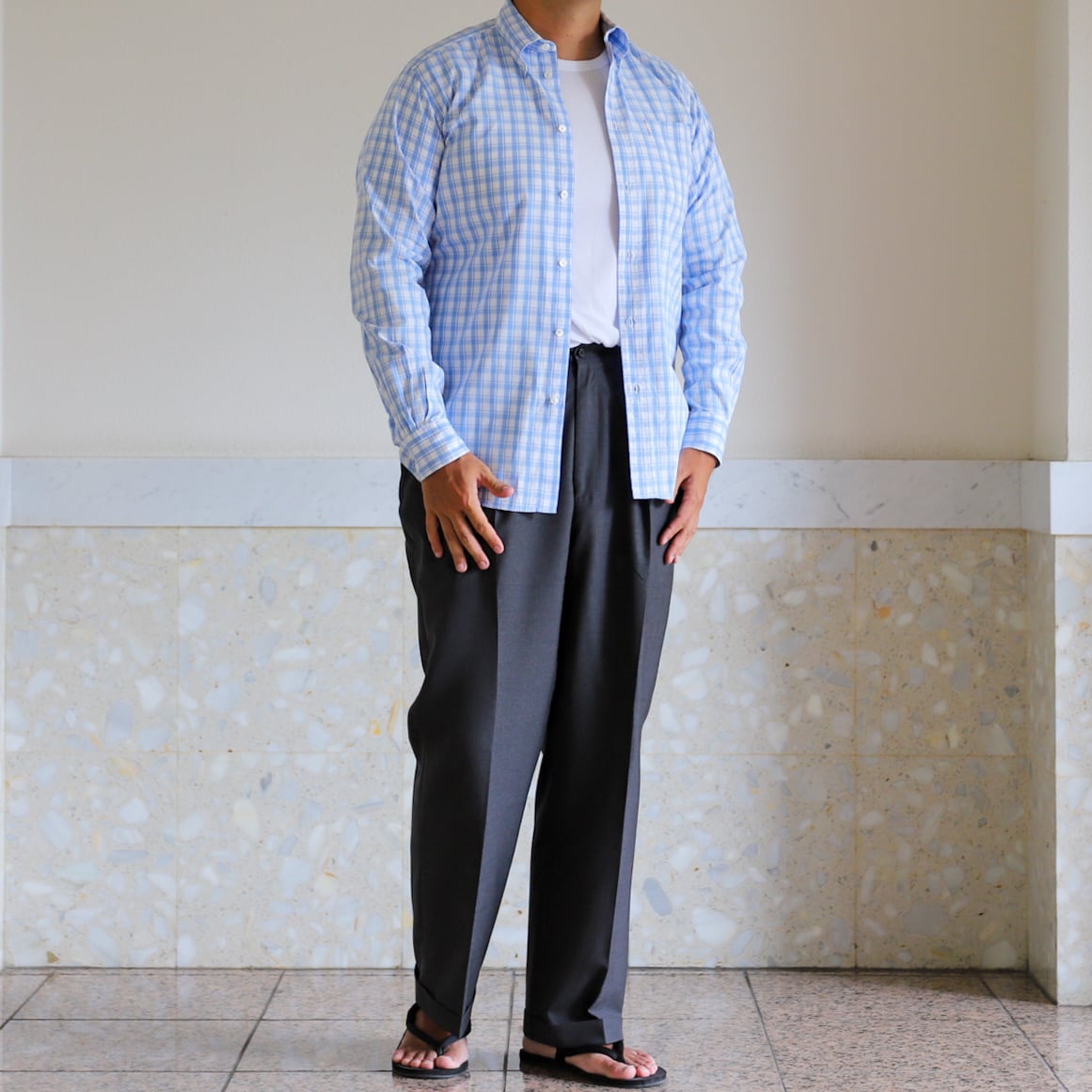 定価14万】HERMES special cotton check shirt made in France mint