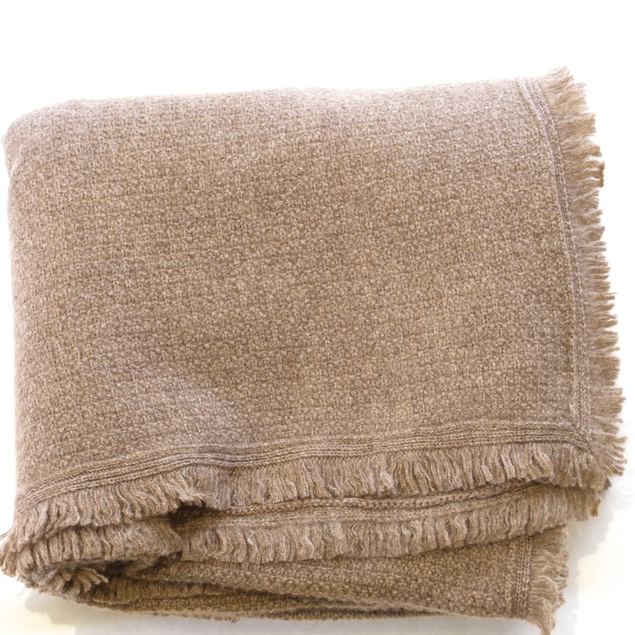 MAISON CARRÉE  CASHMERE Fringe STOLE  "SAND BEIGE"