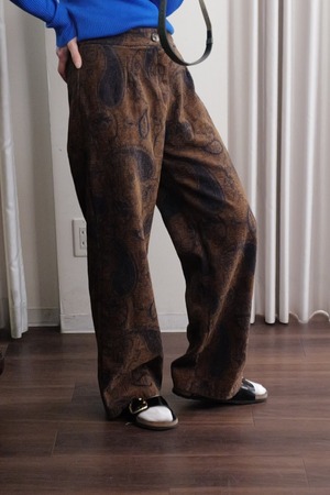 paisley jacquard pants brown × navy