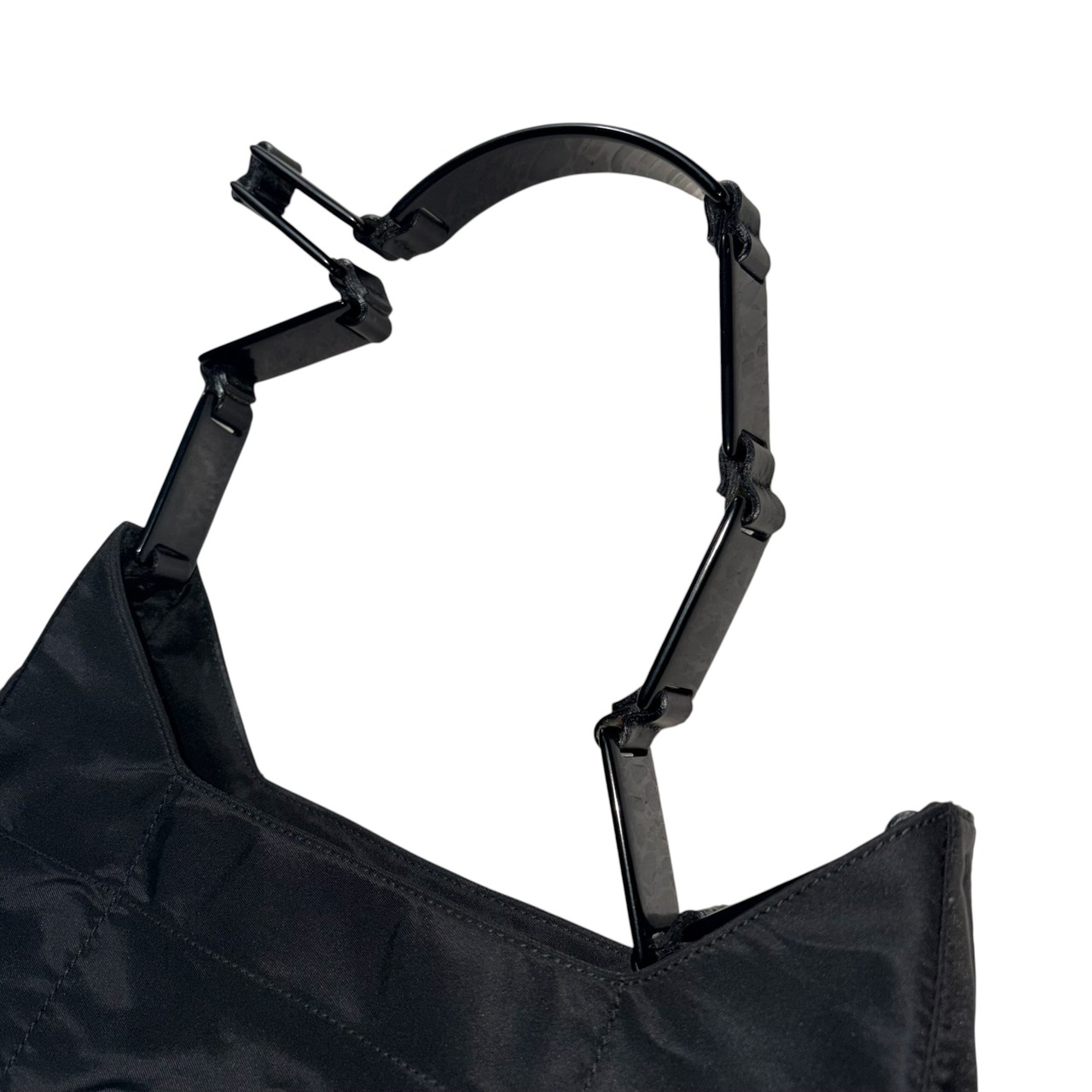 archive PRADA plastic handle black nylon one shoulder bag