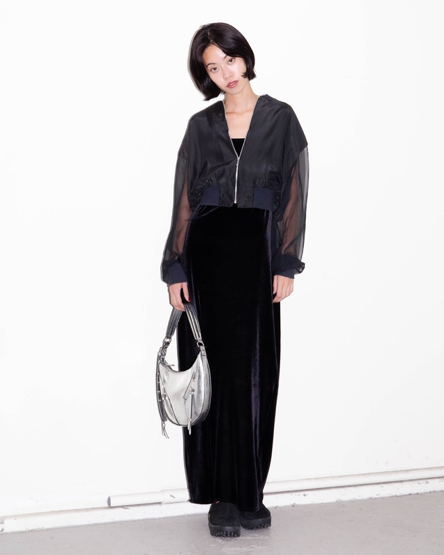 1990s sheer-sleeve cropped bomber jacket
