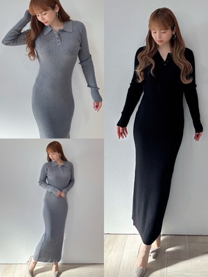 美シルエット襟付きワンピース　¥6,300+tax