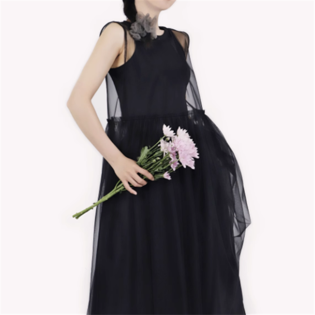 【Tea Tree】チュールノースリーブワンピース 6color 10875