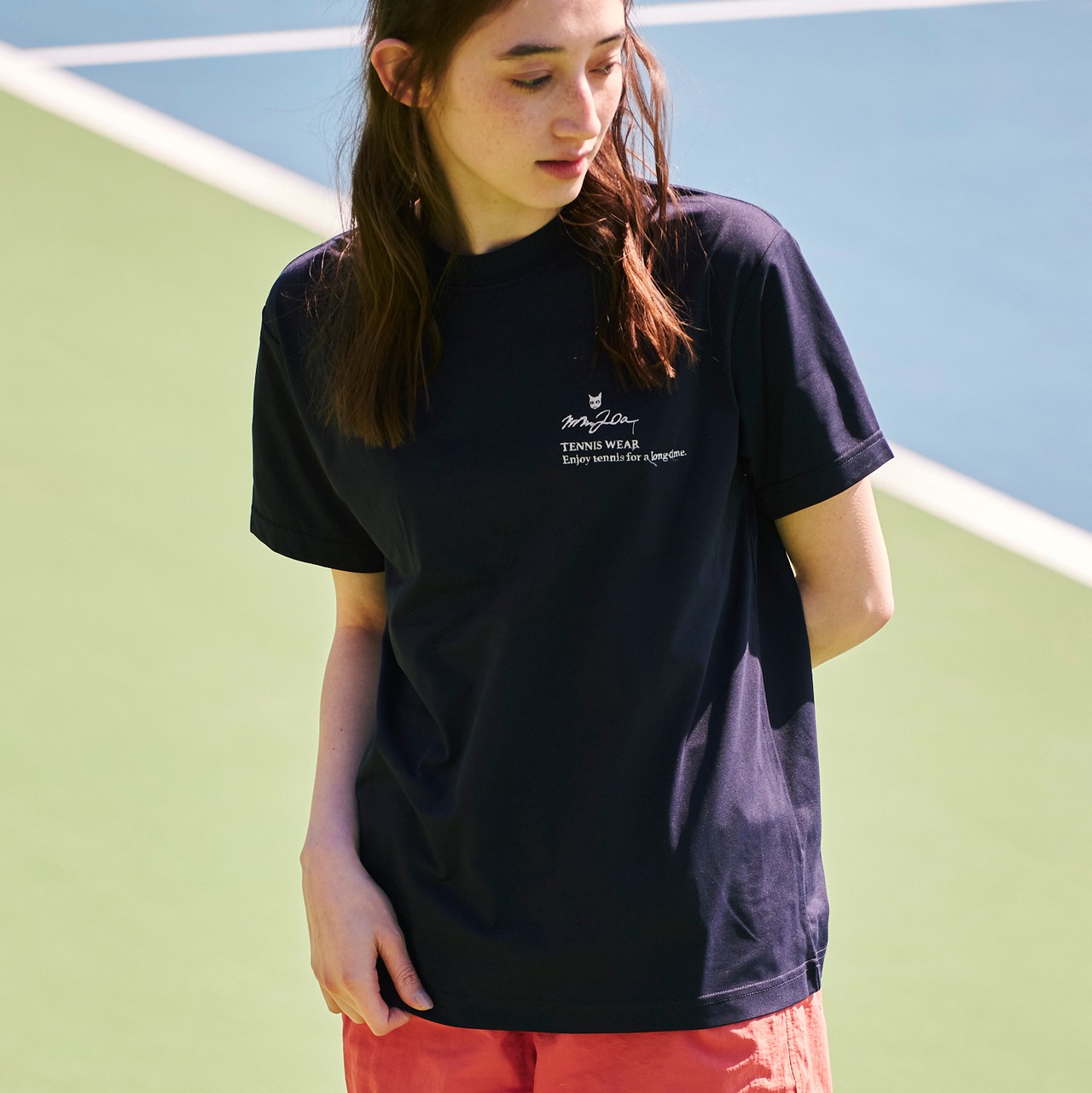 Slogan.コットンライクドライTシャツ_ネイビー