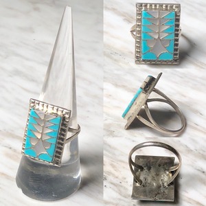 DIANA QUAM inlay siver ring set with turquoise&mother of pearl