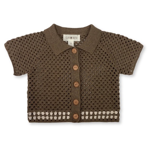 1y,3y【即納】送料無料⭐︎ Grown　HAND CROCHET SHIRT -- MUD