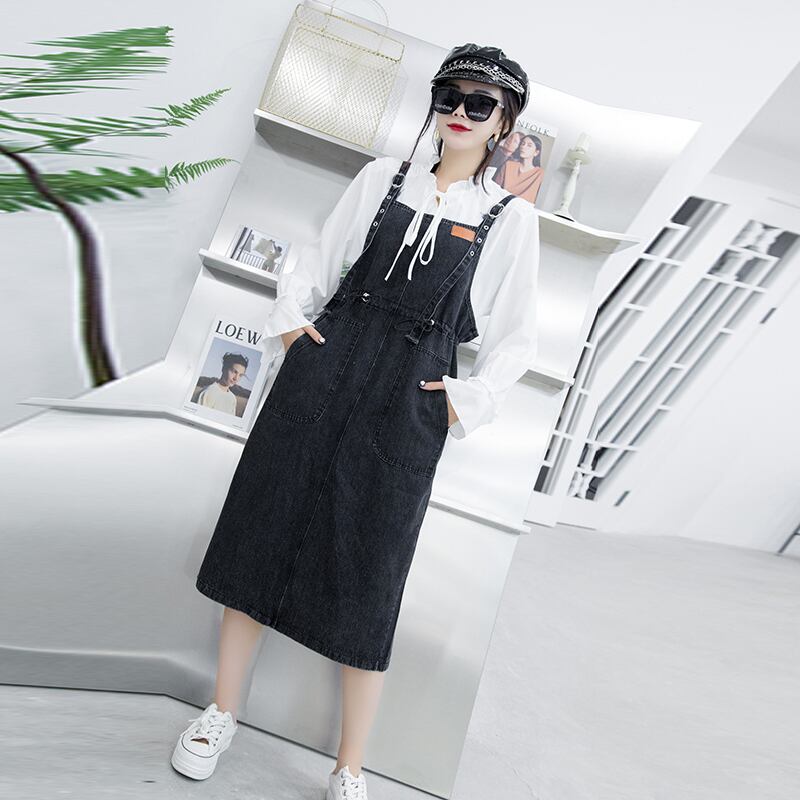 2020年秋プラスサイズレディースファットシスターラウンドネックフェアリースカートデニムツーピースドレス肉を覆う薄手でウエスタン ミックスインファッション24486782501