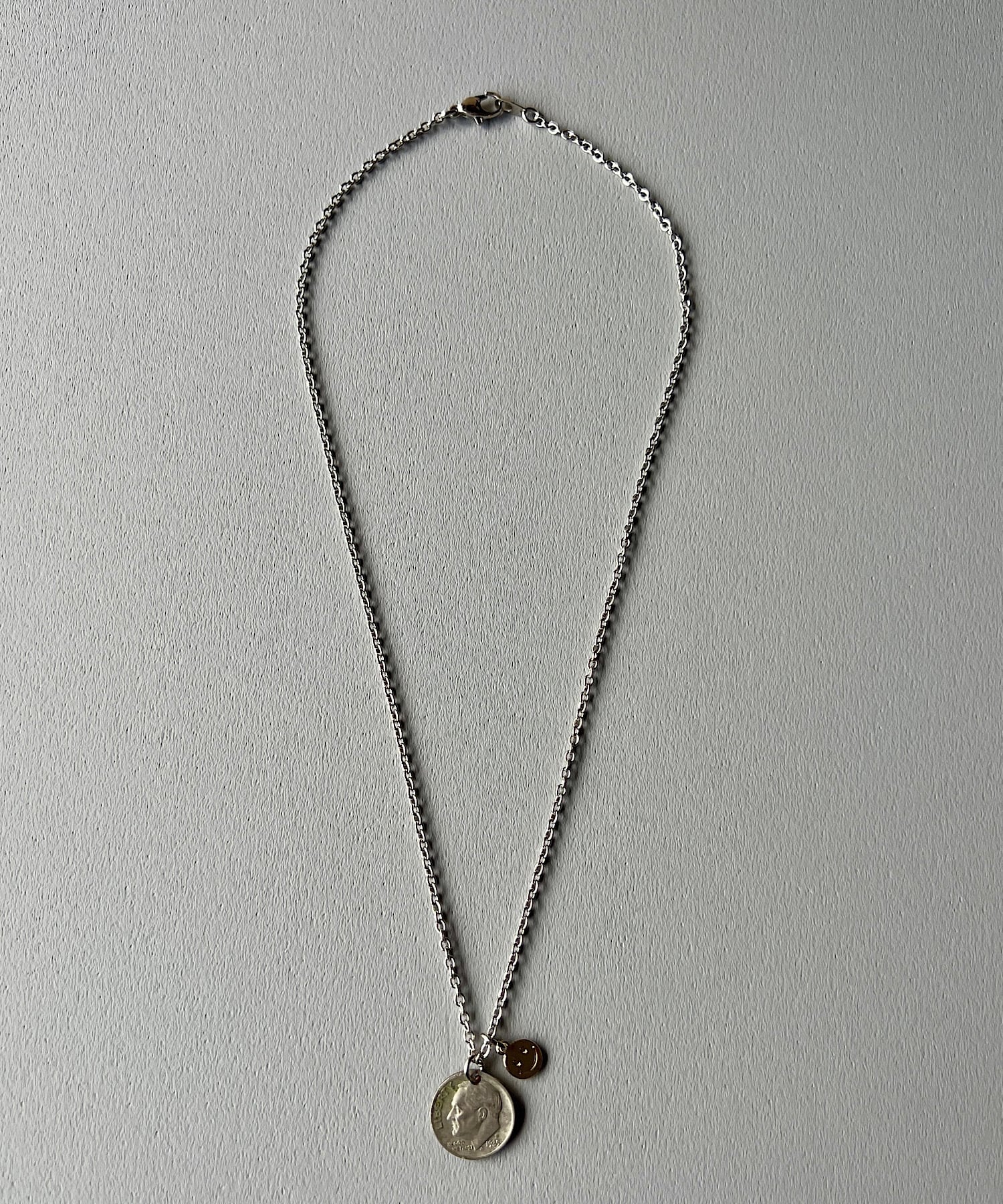 OVER THE DAY TOKYO | 50cm | REAL US COIN SMILE CHARM NECKLACE (SLV) OTDT-103