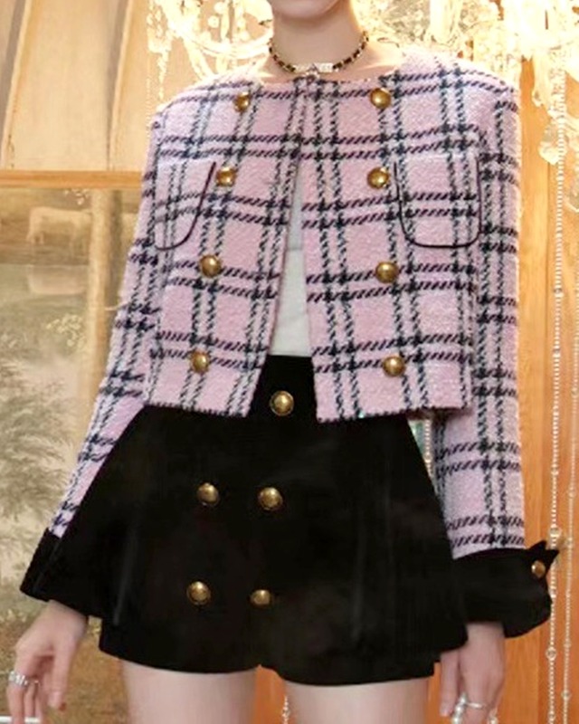 リッチチェックツイードジャケット　24W09005