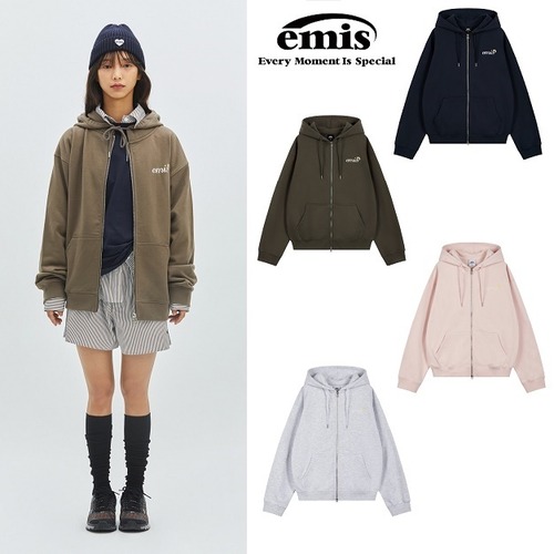 【emis】LETTERING LOGO ZIP UP HOODIE/ペットとペアルック(Free)