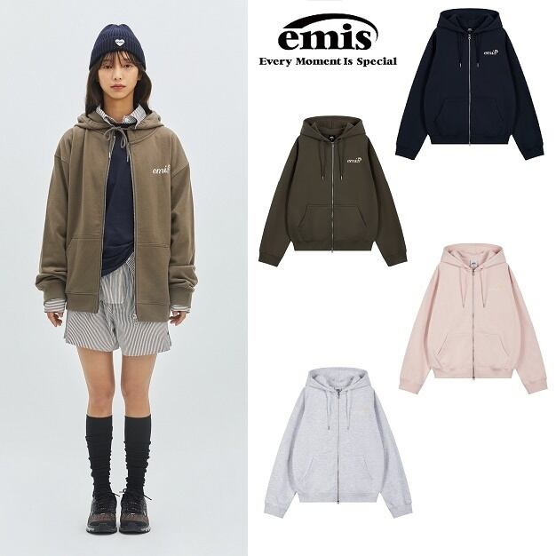 【emis】LETTERING LOGO ZIP UP HOODIE/ペットとペアルック(Free)