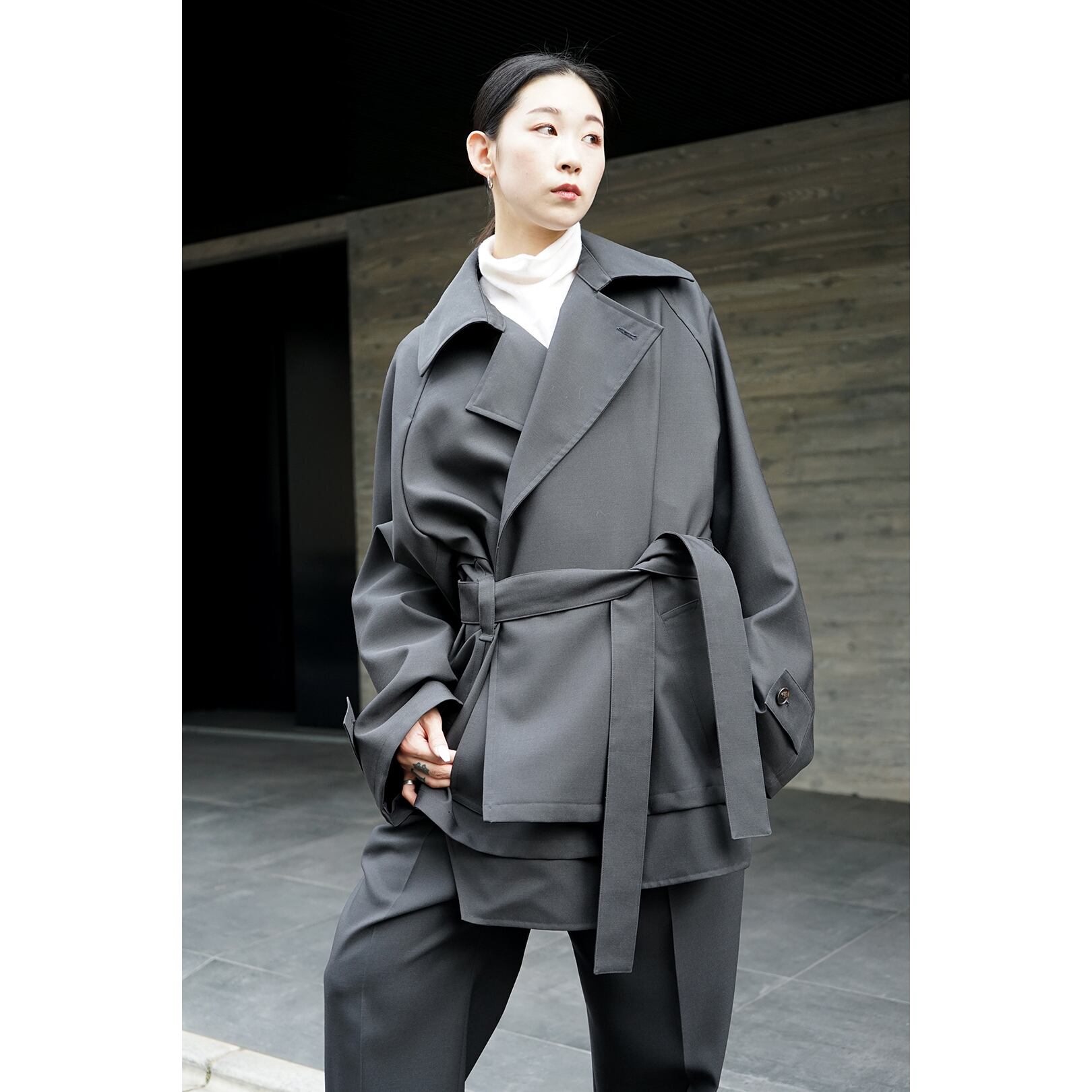 Blanc YM] (ブランワイエム) BL-22AW-STC Short trench coat(gray