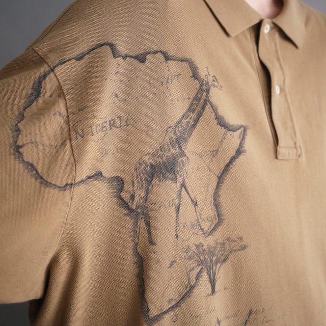 "Ralph Lauren" animal pattern super big polo shirt