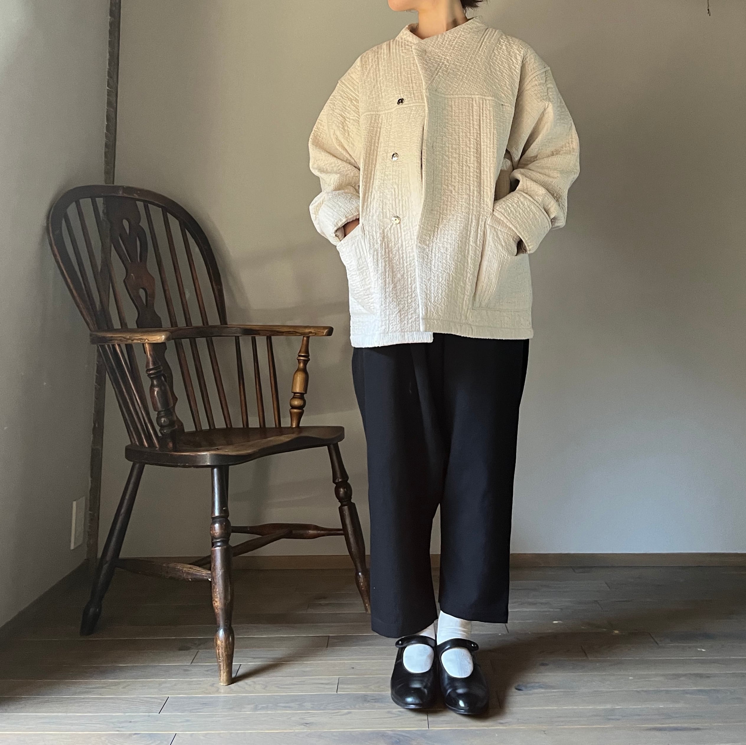 MITTAN JK-64 中わた刺し子織ジャケット 生成